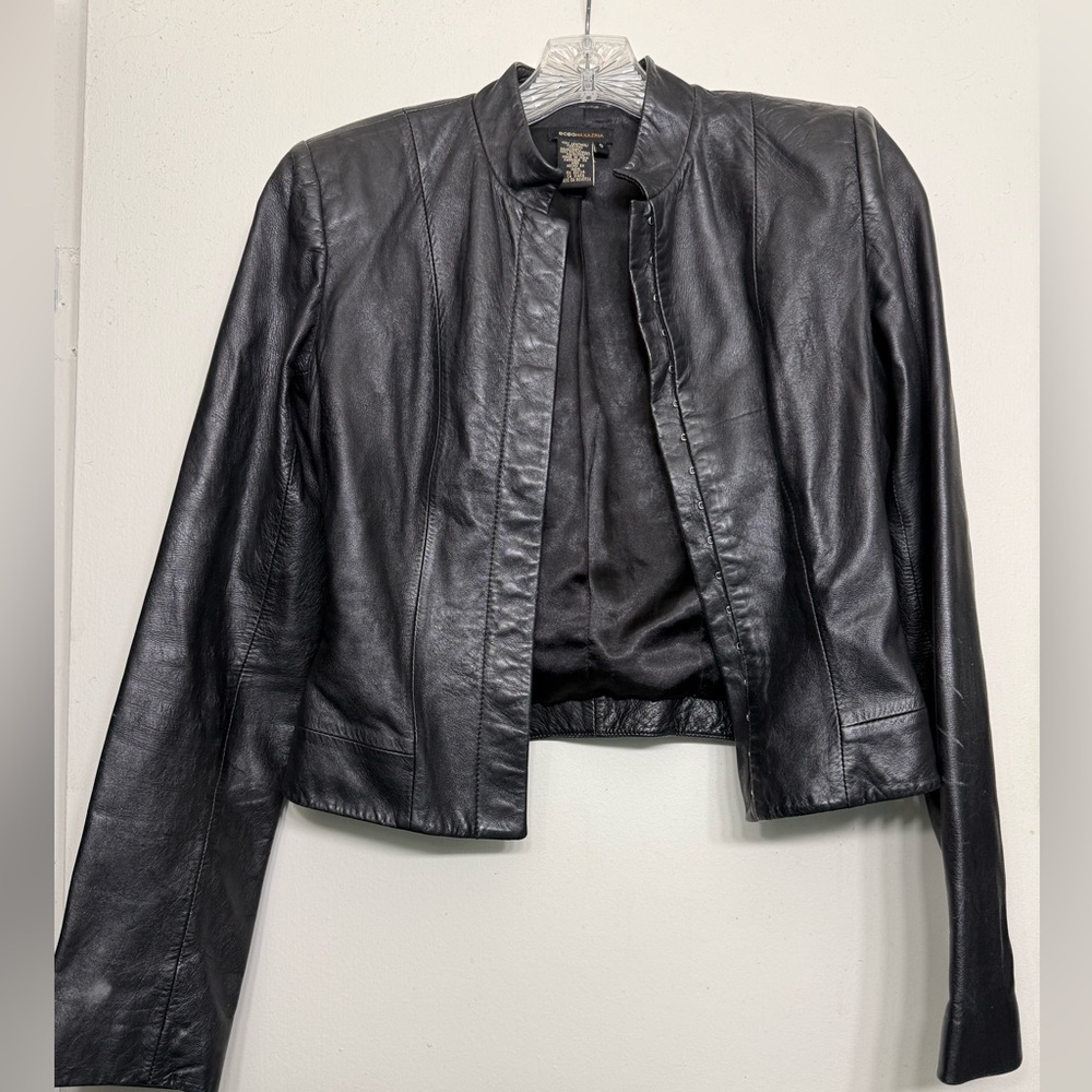 Vintage BCBG Max Azria 2000s Moto Leather Jacket – Size 0 – Iconic Y2K Style